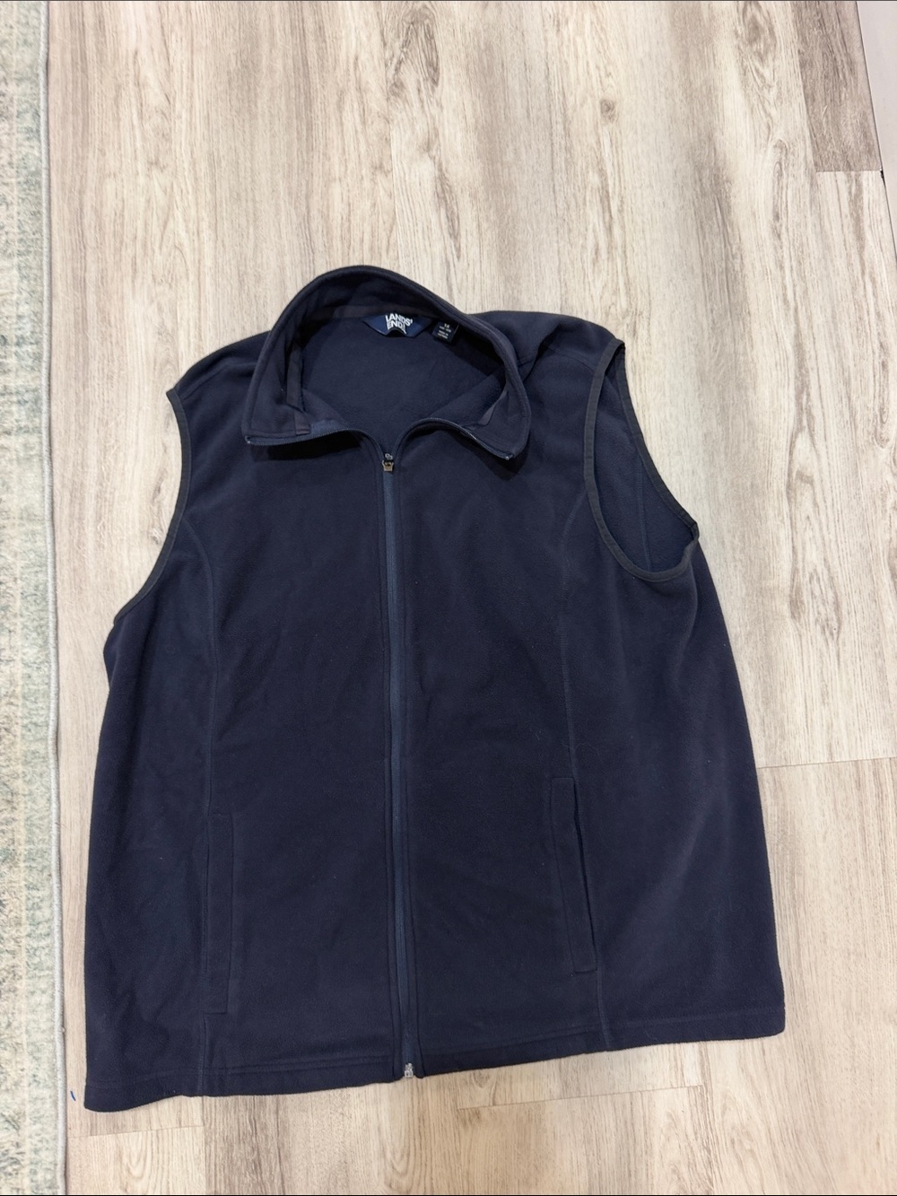 Lands' End Women Dark Navy Full-Zip Fleece Vest 1x